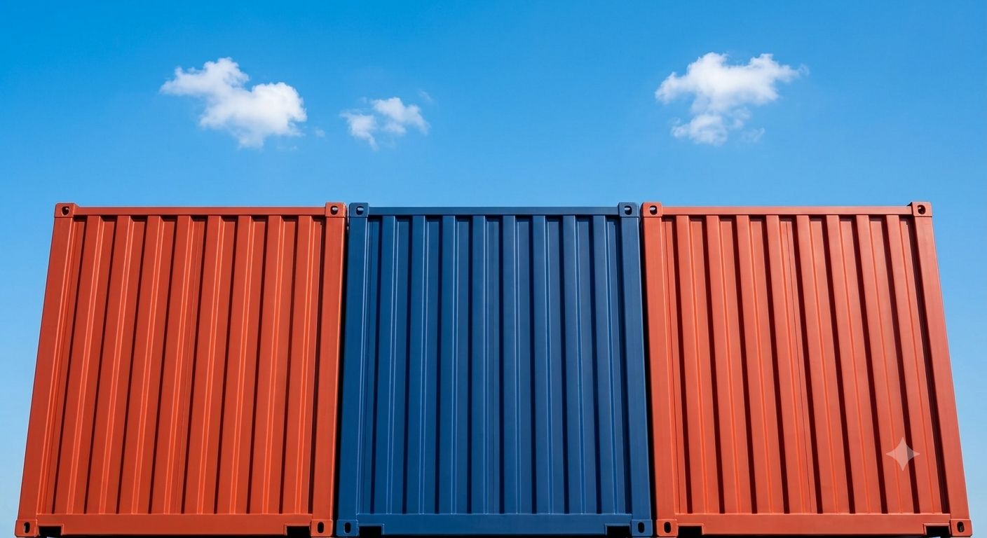 Stacked shipping containers